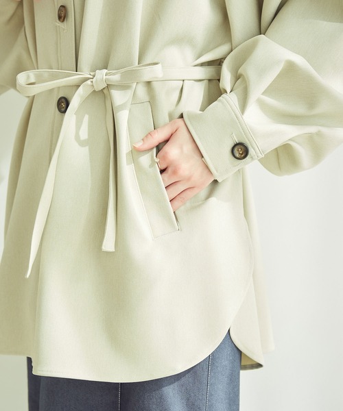 vis-`a-vis(ビサビ)の「【一部店舗限定】ウエストリボン付きボリュームスリーブCPOシャツブルゾン(ブルゾン・レディース・カーキ/ベージュ/ブラック・FREE)」の21枚目の写真