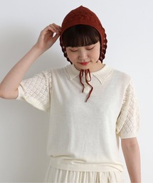 chambre de charme | cdc すかし柄パッチワーク フリル帽(ニットキャップ/ビーニー)