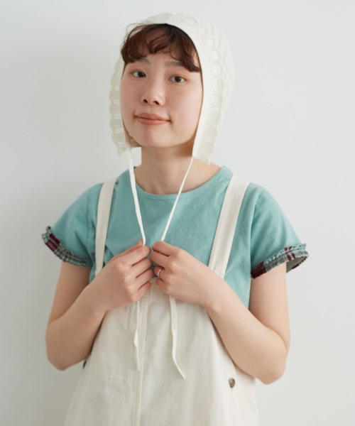 chambre de charme（シャンブルドゥシャーム）の「cdc すかし柄パッチワーク フリル帽（ニットキャップ/ビーニー・レディース・キナリ/パープル/ブラウン・FREE）」の7枚目の写真