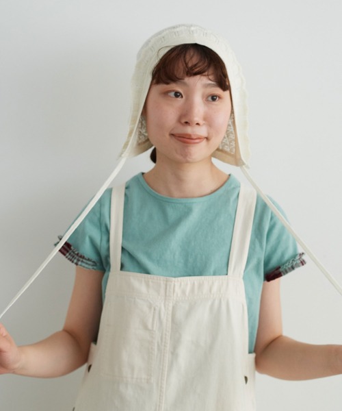 chambre de charme（シャンブルドゥシャーム）の「cdc すかし柄パッチワーク フリル帽（ニットキャップ/ビーニー・レディース・キナリ/パープル/ブラウン・FREE）」の8枚目の写真