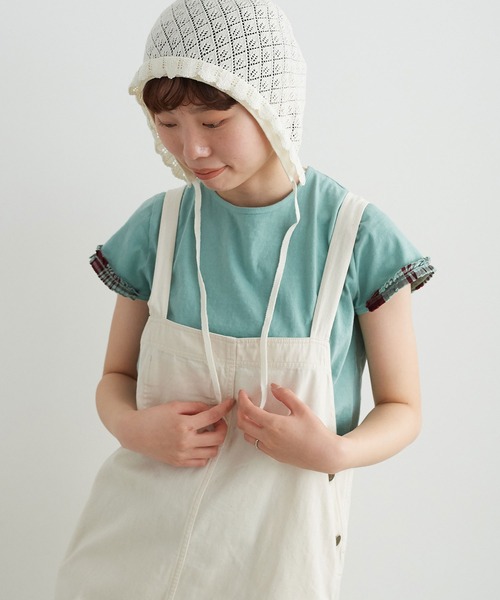 chambre de charme（シャンブルドゥシャーム）の「cdc すかし柄パッチワーク フリル帽（ニットキャップ/ビーニー・レディース・キナリ/パープル/ブラウン・FREE）」の9枚目の写真