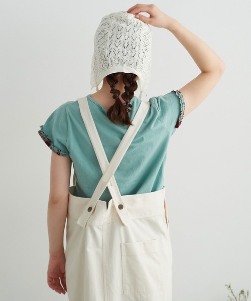 chambre de charme（シャンブルドゥシャーム）の「cdc すかし柄パッチワーク フリル帽（ニットキャップ/ビーニー・レディース・キナリ/パープル/ブラウン・FREE）」の11枚目の写真