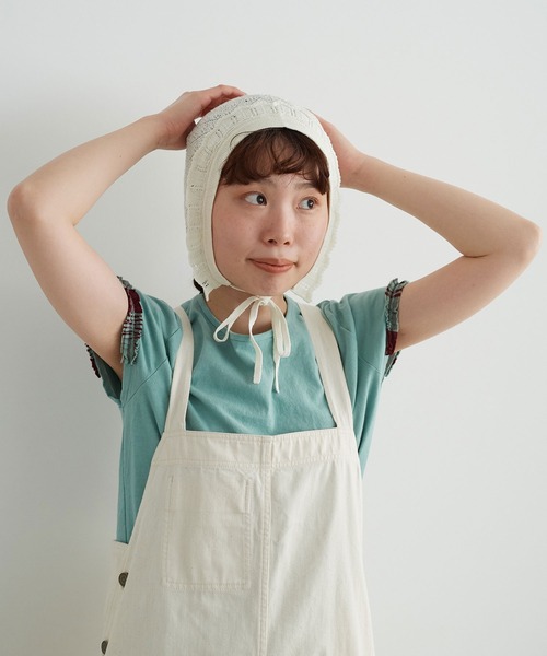 chambre de charme（シャンブルドゥシャーム）の「cdc すかし柄パッチワーク フリル帽（ニットキャップ/ビーニー・レディース・キナリ/パープル/ブラウン・FREE）」の5枚目の写真