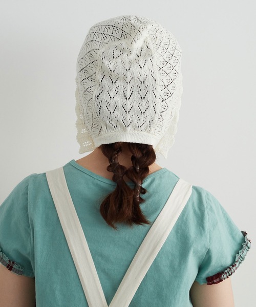 chambre de charme（シャンブルドゥシャーム）の「cdc すかし柄パッチワーク フリル帽（ニットキャップ/ビーニー・レディース・キナリ/パープル/ブラウン・FREE）」の16枚目の写真