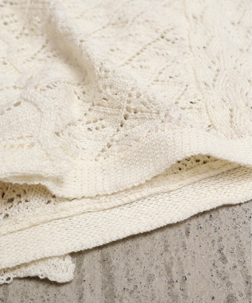 chambre de charme（シャンブルドゥシャーム）の「cdc すかし柄パッチワーク フリル帽（ニットキャップ/ビーニー・レディース・キナリ/パープル/ブラウン・FREE）」の19枚目の写真