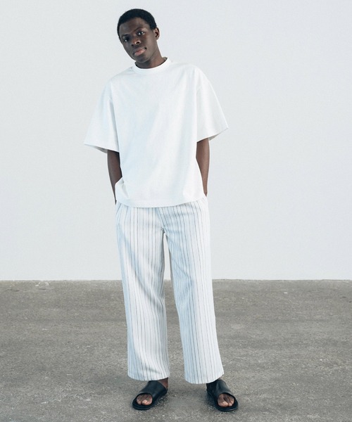 euan.（ユアン）の「euan. マルチストライプ ドライタッチ ワイドストレートイージーパンツ（その他パンツ・メンズ・ホワイト/ブラック・M/L）」の6枚目の写真