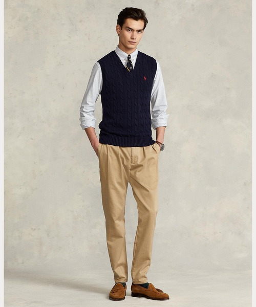 ケーブルニット コットン セーター ベスト（ベスト）｜POLO