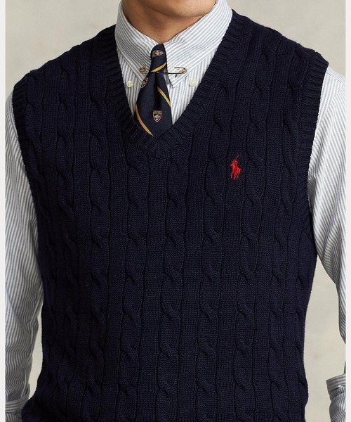 未使用POLO RALPH LAUREN☆ケーブルニットコットンベスト POLO RALPH LAUREN セーター ニット ケーブルニット コットン