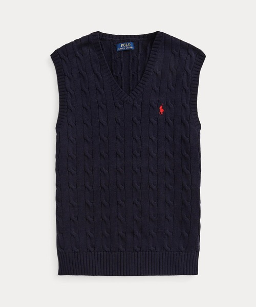 POLO RALPH LAURENポロラルフローレンのケーブルニットベスト/S/ ケーブルニット コットン セーター ベスト（ベスト）｜POLO RALPH