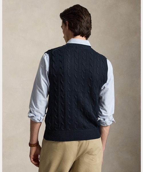 POLO RALPH LAUREN(ポロ ラルフ ローレン)の「ケーブルニット コットン セーター ベスト(ベスト・メンズ・ブルー・S/M/L/XL/XS/XXL)」の3枚目の写真