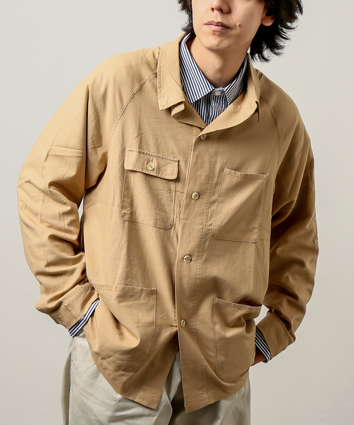 B.C STOCK(ベーセーストック)の「ルーズフィットカバーオール(ブルゾン・メンズ・ベージュ/カーキ/コバルトブルー・MEDIUM/LARGE)」の1枚目の写真