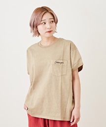 CUBE SUGAR（キューブシュガー）の「ピグメント染ドルマンポケット付きクルーネック（Tシャツ/カットソー）」