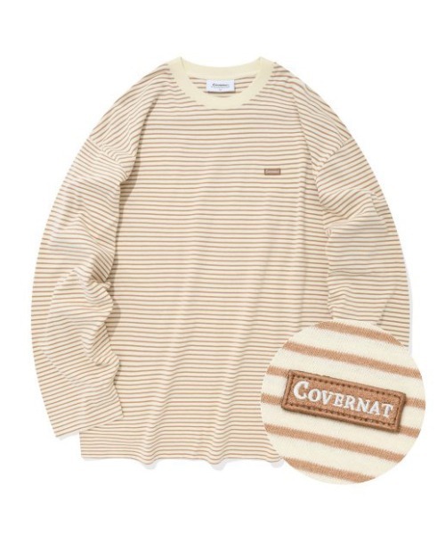 COVERNAT(カバーナット)の「【COVERNAT】STRIPE OVER-FIT LONG SLEEVE / カバーナット ストライプ オーバーフィット ロングスリーブ Tシャツ(Tシャツ/カットソー・メンズ・ブルー/ブラウン/ホワイト/ブラック・MEDIUM/SMALL/LARGE)」の3枚目の写真