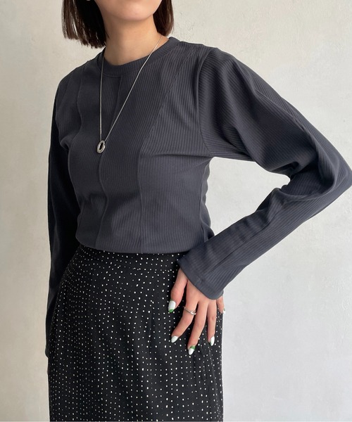 CAPRICIEUX LE'MAGE（カプリシューレマージュ）の「ウエストマークリブプルオーバー（Tシャツ/カットソー・レディース・ホワイト/チャコールグレー/ベージュ・FREE）」の14枚目の写真