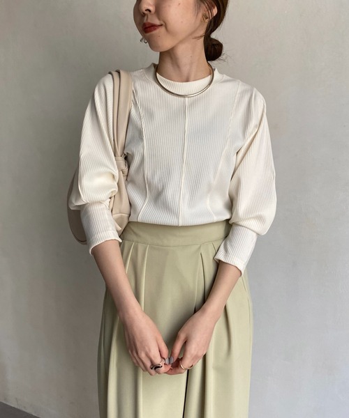CAPRICIEUX LE'MAGE（カプリシューレマージュ）の「ウエストマークリブプルオーバー（Tシャツ/カットソー・レディース・ホワイト/チャコールグレー/ベージュ・FREE）」の15枚目の写真