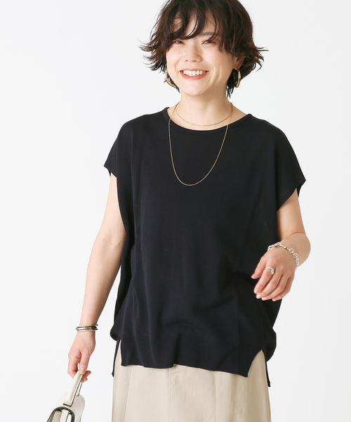 セール】天竺編みフレンチ袖プルオーバー（Tシャツ/カットソー