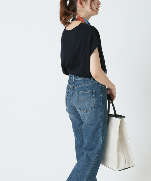 B.C STOCK(ベーセーストック)の「天竺編みフレンチ袖プルオーバー(Tシャツ/カットソー・レディース・ベージュ/ネイビー/ブラウン/オレンジ・FREE)」の21枚目の写真