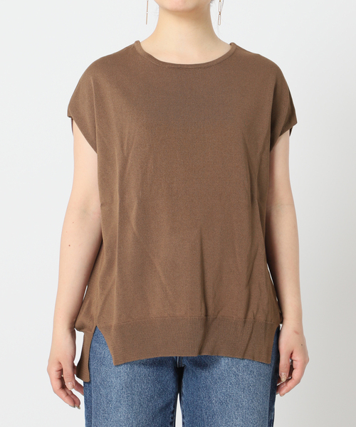 B.C STOCK(ベーセーストック)の「天竺編みフレンチ袖プルオーバー(Tシャツ/カットソー・レディース・ベージュ/ネイビー/ブラウン/オレンジ・FREE)」の10枚目の写真