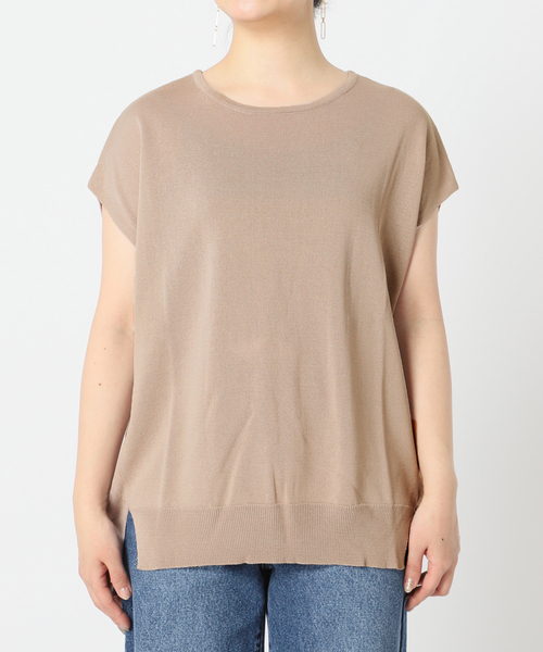 B.C STOCK(ベーセーストック)の「天竺編みフレンチ袖プルオーバー(Tシャツ/カットソー・レディース・ベージュ/ネイビー/ブラウン/オレンジ・FREE)」の12枚目の写真