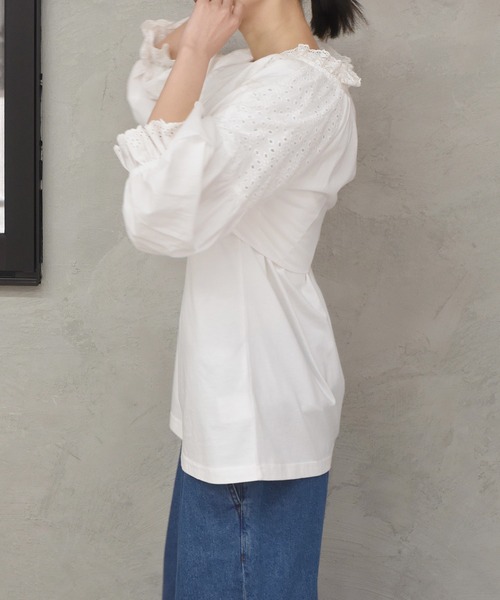 Alley by w closet(アリーバイダブルクローゼット)の「【Alley】スワトーパッチレースボレロ(シャツ/ブラウス・レディース・オフホワイト/ブラック・FREE)」の8枚目の写真