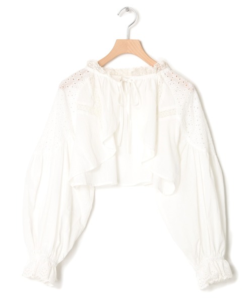 Alley by w closet(アリーバイダブルクローゼット)の「【Alley】スワトーパッチレースボレロ(シャツ/ブラウス・レディース・オフホワイト/ブラック・FREE)」の7枚目の写真