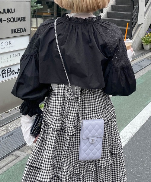 Alley by w closet(アリーバイダブルクローゼット)の「【Alley】スワトーパッチレースボレロ(シャツ/ブラウス・レディース・オフホワイト/ブラック・FREE)」の15枚目の写真