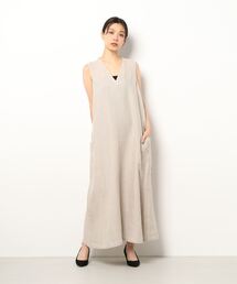 agnes b. アニエスベー ノースリーブ ロングワンピース 2 リネン 麻 agnes b. アニエスベー ノースリーブ ロングワンピース 2 リネン