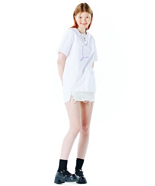 CLOTTY（クロッティ）の「『CLOTTY/クロッティー』OUTLINE CC T-SHIRT/アウトライン ビック綿あめ 半袖Tシャツ カットソー（Tシャツ/カットソー・レディース・イエロー/ブルー/ネイビー/ホワイト・FREE）」の9枚目の写真