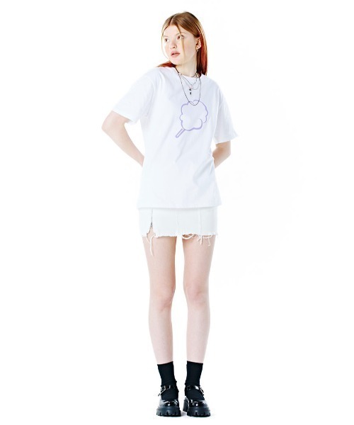 CLOTTY（クロッティ）の「『CLOTTY/クロッティー』OUTLINE CC T-SHIRT/アウトライン ビック綿あめ 半袖Tシャツ カットソー（Tシャツ/カットソー・レディース・イエロー/ブルー/ネイビー/ホワイト・FREE）」の11枚目の写真