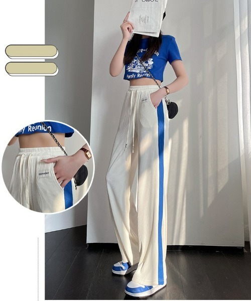 SONA(ソナ)の「SONYUNARA 配色サイドラインリブゴムパンツ(その他パンツ・レディース・ブラック/ブルー/グリーン/アイボリー・FREE)」の6枚目の写真