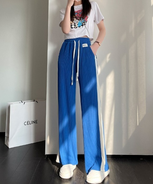 SONA(ソナ)の「SONYUNARA 配色サイドラインリブゴムパンツ(その他パンツ・レディース・ブラック/ブルー/グリーン/アイボリー・FREE)」の21枚目の写真
