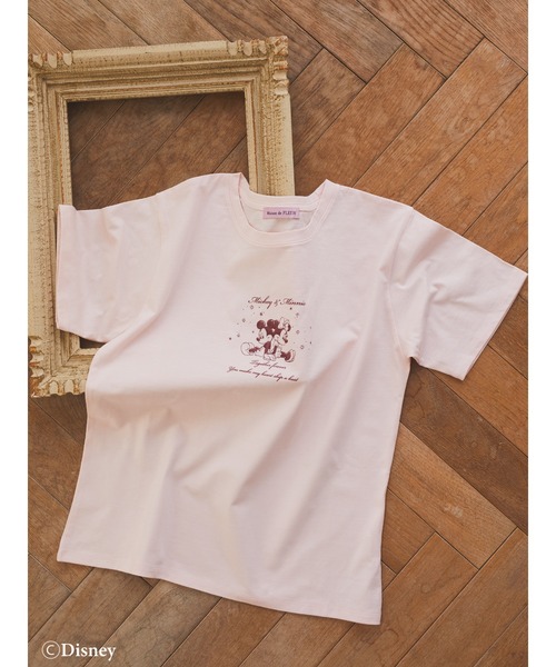 Maison de FLEUR(メゾンドフルール)の「Mickey&Minnie/Tシャツ(Tシャツ/カットソー・レディース・ピンク/ホワイト・FREE)」の2枚目の写真