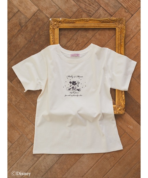 Maison de FLEUR(メゾンドフルール)の「Mickey&Minnie/Tシャツ(Tシャツ/カットソー・レディース・ピンク/ホワイト・FREE)」の4枚目の写真