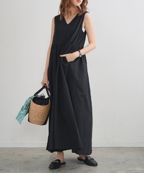 リネンフレアロングワンピース