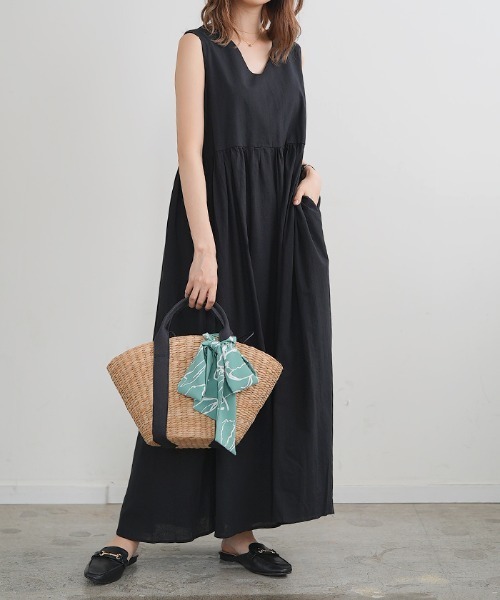 リネンフレアロングワンピース
