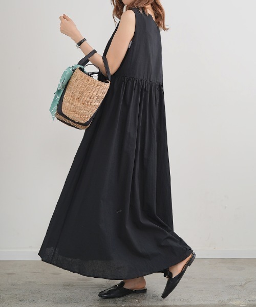 リネンフレアロングワンピース