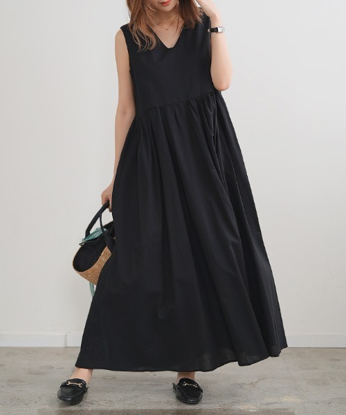 リネンフレアロングワンピース
