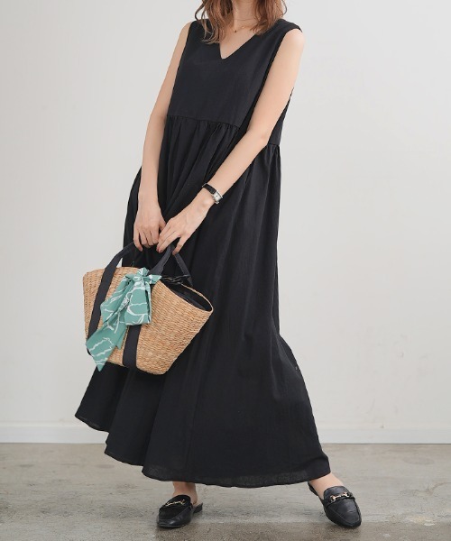 リネンフレアロングワンピース