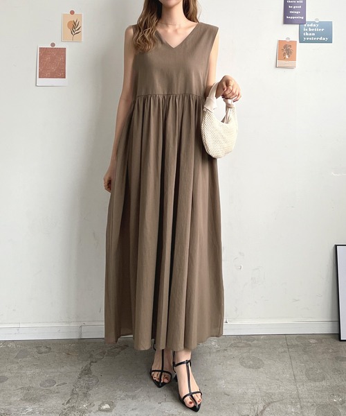 リネンフレアロングワンピース（ワンピース）｜Futier land（フュー