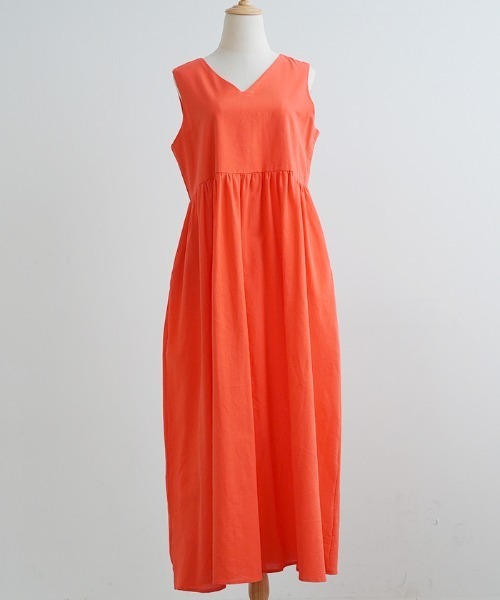 Futier land（フューティアランド）の「リネンフレアロングワンピース（ワンピース・レディース・ブラック/オレンジ/オートミール/グリーン/ライトパープル/ライトグリーン/ブラウン/マスタード・FREE）」の10枚目の写真