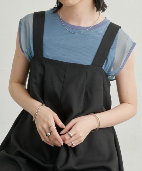 Aunt Marie's(アントマリーズ)の「シアーレイヤードノースリーブトップス(Tシャツ/カットソー・レディース・ブラック/ブルー/ボルドー/モカ・FREE)」の3枚目の写真