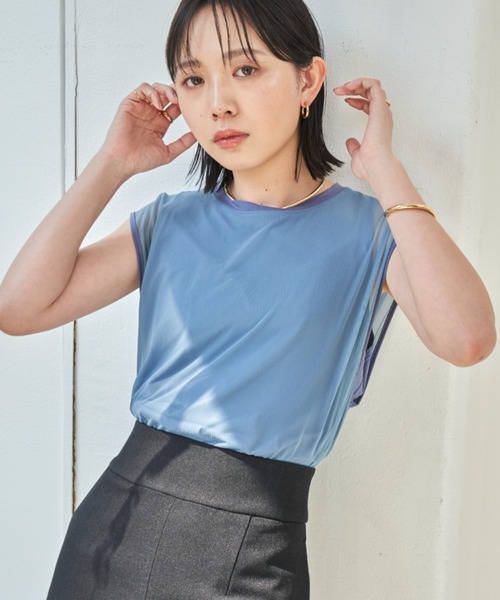 Aunt Marie's(アントマリーズ)の「シアーレイヤードノースリーブトップス(Tシャツ/カットソー・レディース・ブラック/ブルー/ボルドー/モカ・FREE)」の19枚目の写真