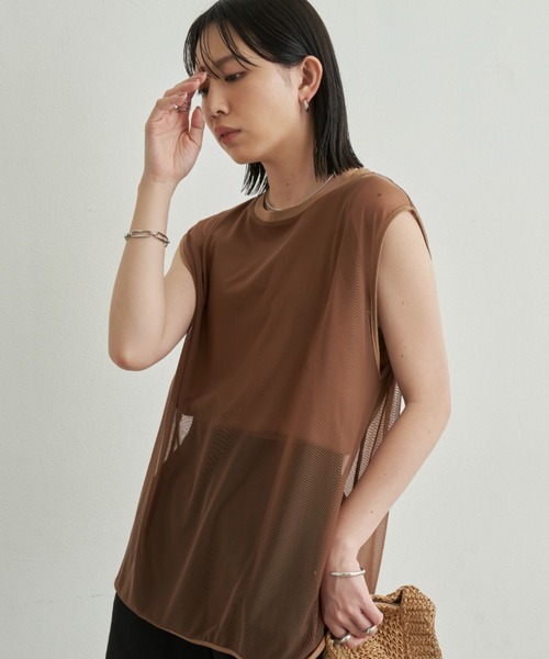 Aunt Marie's(アントマリーズ)の「シアーレイヤードノースリーブトップス(Tシャツ/カットソー・レディース・ブラック/ブルー/ボルドー/モカ・FREE)」の11枚目の写真