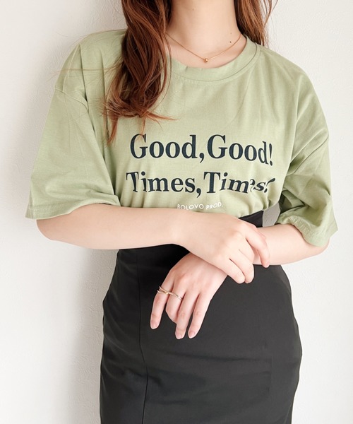 CLEA(クレア)の「カラーロゴプリントTシャツ(Tシャツ/カットソー・レディース・グリーン・FREE)」の1枚目の写真
