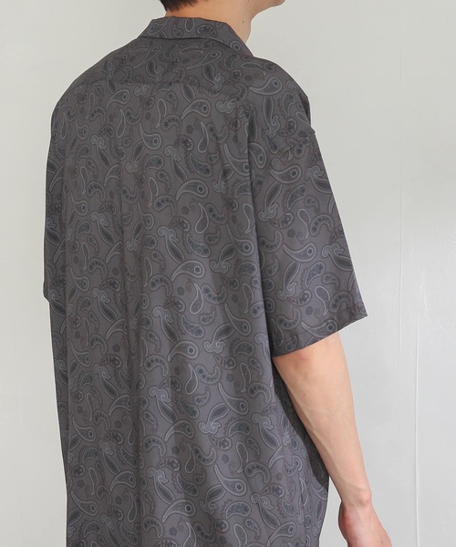 SENSE OF PLACE by URBAN RESEARCH（センスオブプレイスバイアーバンリサーチ）の「『セットアップ対応』ペイズリーオープンカラーシャツ(5分袖)（シャツ/ブラウス・メンズ・ライトベージュ/チャコールグレー・LARGE/MEDIUM）」の3枚目の写真
