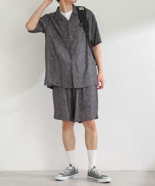 SENSE OF PLACE by URBAN RESEARCH（センスオブプレイスバイアーバンリサーチ）の「『セットアップ対応』ペイズリーオープンカラーシャツ(5分袖)（シャツ/ブラウス・メンズ・ライトベージュ/チャコールグレー・LARGE/MEDIUM）」の8枚目の写真