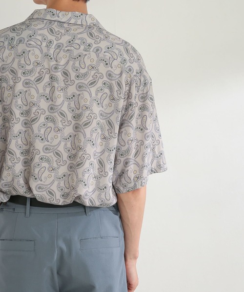 SENSE OF PLACE by URBAN RESEARCH（センスオブプレイスバイアーバンリサーチ）の「『セットアップ対応』ペイズリーオープンカラーシャツ(5分袖)（シャツ/ブラウス・メンズ・ライトベージュ/チャコールグレー・LARGE/MEDIUM）」の10枚目の写真