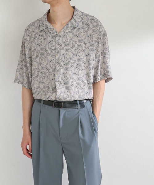 SENSE OF PLACE by URBAN RESEARCH（センスオブプレイスバイアーバンリサーチ）の「『セットアップ対応』ペイズリーオープンカラーシャツ(5分袖)（シャツ/ブラウス・メンズ・ライトベージュ/チャコールグレー・LARGE/MEDIUM）」の11枚目の写真