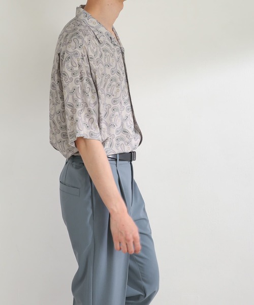 SENSE OF PLACE by URBAN RESEARCH（センスオブプレイスバイアーバンリサーチ）の「『セットアップ対応』ペイズリーオープンカラーシャツ(5分袖)（シャツ/ブラウス・メンズ・ライトベージュ/チャコールグレー・LARGE/MEDIUM）」の12枚目の写真