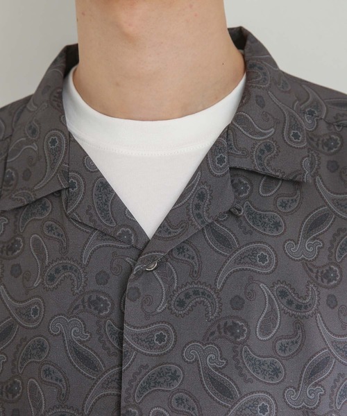 SENSE OF PLACE by URBAN RESEARCH（センスオブプレイスバイアーバンリサーチ）の「『セットアップ対応』ペイズリーオープンカラーシャツ(5分袖)（シャツ/ブラウス・メンズ・ライトベージュ/チャコールグレー・LARGE/MEDIUM）」の19枚目の写真